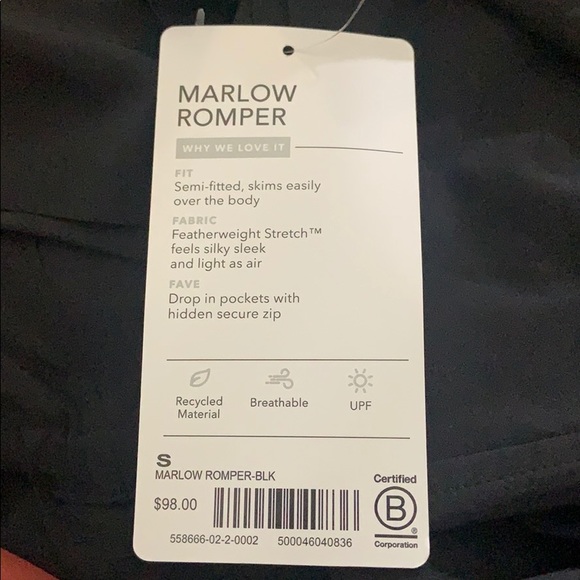ATHLETA Marlow Romper Black NWT - Picture 3 of 3